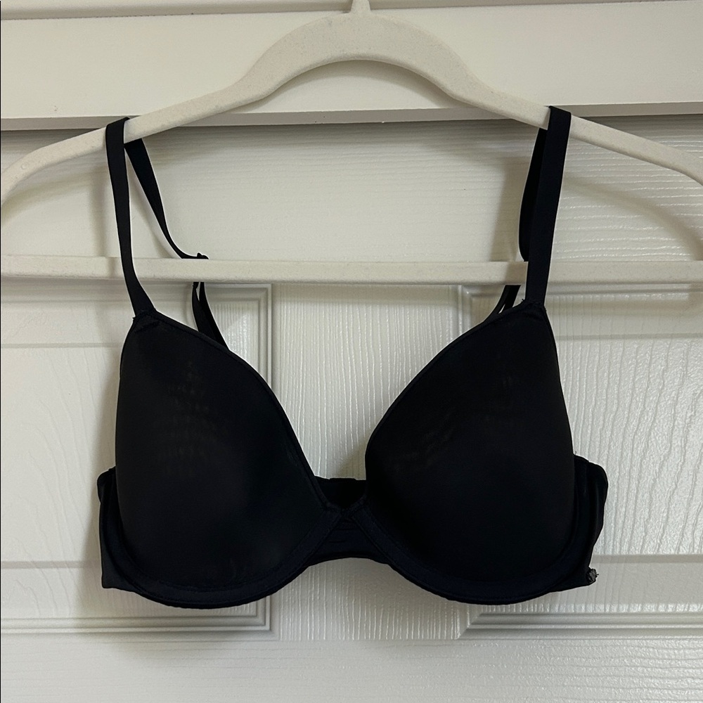 Skims Black Underwire Mesh Bra, 34C